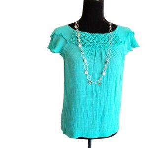 Cocomo | Turquoise Ruffle Layer Sleeve Top